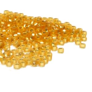 Miyuki 11/0 seedbead ”0003F” Matted Silver Lined Gold 10gr