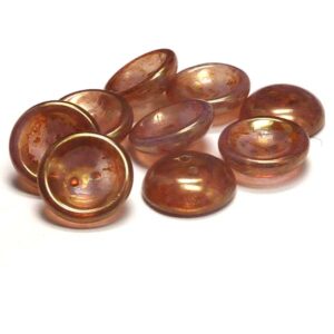 Cup Button ”01000-14495” White Opal Red Luster, 2 st
