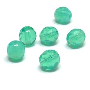 Aqua Milky ”61100”  firepolish facetterad pärla 10 mm 1 st