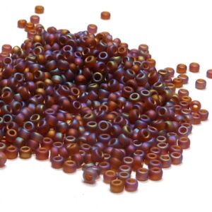 Miyuki 15/0 seedbead ”134FR” Dark Topaz AB Matted 10 gr
