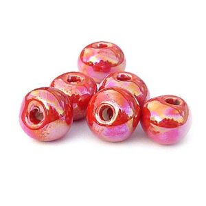Rund Ljusröd  keramikpärla 10 mm, 4 st