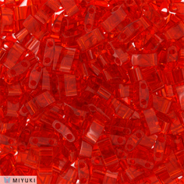 Half Tila Bead ”HTL140” Transparent Light Red 5*2,5*1,9 mm 5 gr