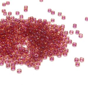 Miyuki 15/0 seedbead ”363” Light Cranberry Lined Topaz Luster 10