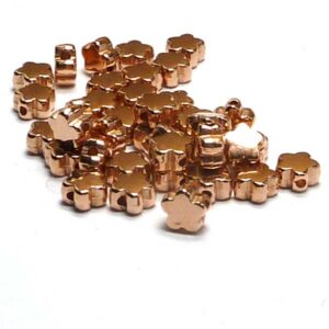 Metallpärla – blomma i roséguld 6 mm, hål 1,2 mm, 5 st