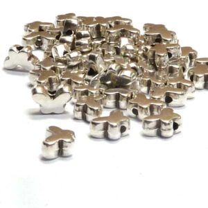 Metallpärla – fjäril, antiksilver, 7*5 mm, hål 1,5 mm, 5 st