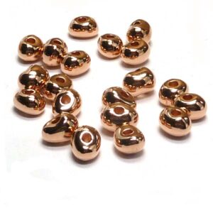 Metallpärla – like a bean – roséguld, 6*8 mm, hål ca 2 mm, 3 st