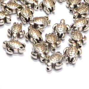 Metallpärla – sköldpadda i antiksilver 9*7 mm, hål 1,2 mm, 5 st