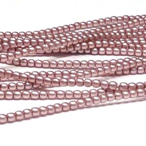Satin Antigue Pink Matted ”75427” druks rund glaspärla 2 mm, 1