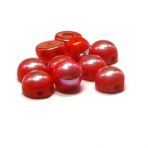 2-hole cabochon ”93180-28303” Opaque Red Full Light AB 6 mm 10 s