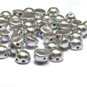 2-hole cabochon ”01700” Bright Aluminium Silver 6 mm 10 st