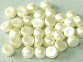 2-hole cabochon ”25110” Pastel Light Cream 6 mm, 10 st
