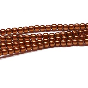 Shiny Dark Copper ”10271” rund vaxad pärla 3 mm, 150 st