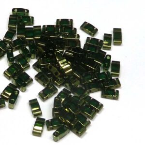 Half Tila Bead ”HTL306” Olive Green Gold Luster, 5*2,5*1,9 mm 5