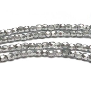 True 2 mm firepolish Bright Silver Aluminium ”01700” 50 st
