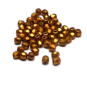 True 2 mm firepolish Brass Gold ”01740” 50 st