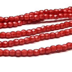 Alabaster Pastel Dark Coral ”02010-25010” firepolish 3 mm, 50 st