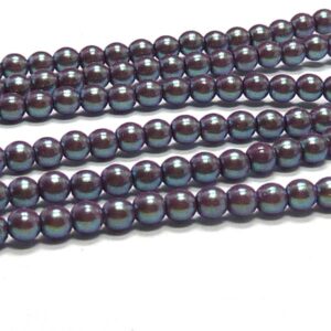 Pearl Shell ”30006” Plum rund glaspärla druks 3 mm 150 st