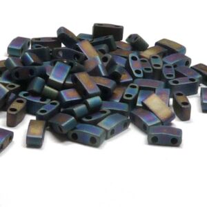 Half Tila Bead ”HTL401FR” Black Matted AB, 5*2,5*1,9 mm 5 gr