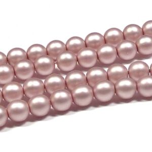 Satin Antigue Pink Matted ”75427” rund glaspärla 6 mm, 100 st