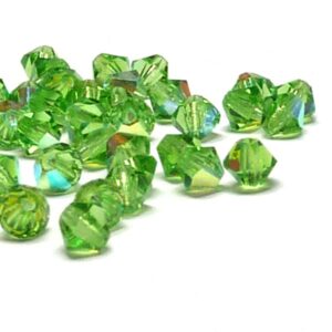 Peridot AB, MC Machine cut bicone 4 mm ”50502-28701” 144 st