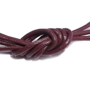 Plommonlila rund läderrem 2 mm, 1 m
