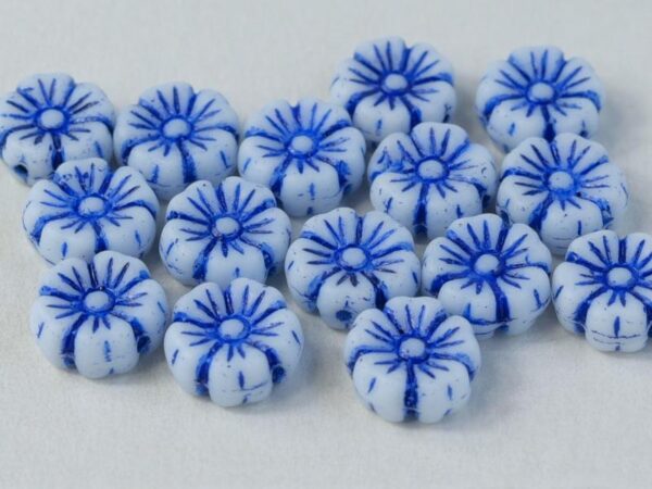 Flower Bead "03000-54328" Chalk White Sapphire 9 mm, 10 st