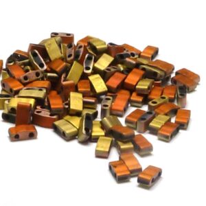 Half Tila Bead ”HTL55046” Black California Gold Rush Matted 5*2,