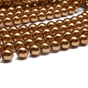 Shiny Antique Gold ”10146” rund vaxad pärlemorpärla 6 mm, 100 st