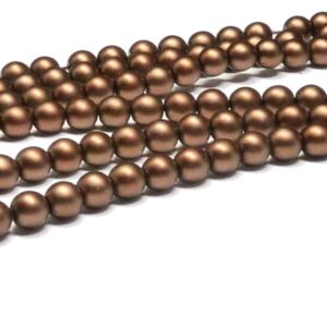 Satin Brown Matted ”75419” rund glaspärla 6 mm, 100 st