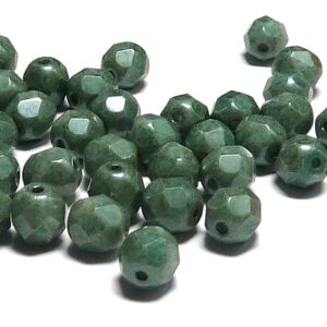 Chalk White Teal Luster ” 03000-14459″ firepolish 6 mm, 50st
