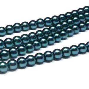 Shiny Dark Cyan ”24648” vaxad rund pärla 6 mm, 100 st