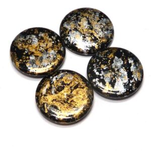 Extra Low Cabochon ”23980-45704” Jet Tweedy Gold 18 mm 2st