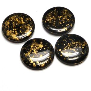Extra Low Cabochon ”23980-45711” Jet Antique Gold Splash 18 mm 2
