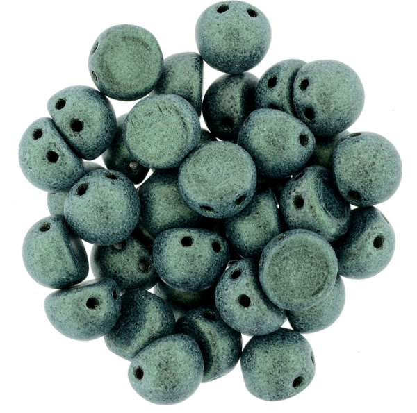 CzechMates® Cabochon "79051" Metallic Suede Light Green 2-håls 7