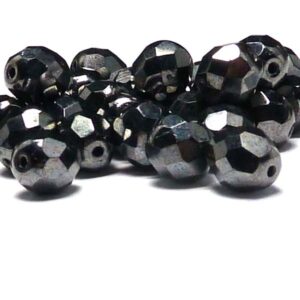 Jet Hematite – ”23980-14400” firepolish 8mm, 25 st