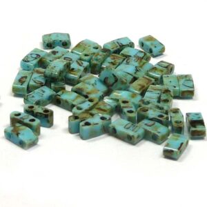 Half Tila Bead ”HTL4514” Picasso Opaque Seafoam Green, 5*2,5*1,9
