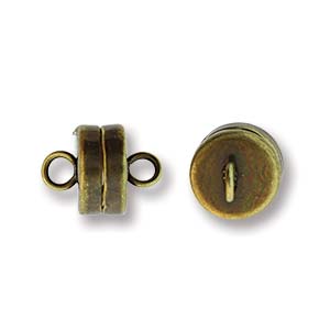 Magnetlås nr 3 platt med öglor – antik mässing 7 mm