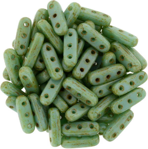 CzechMates® Beam "T63130" Turquoise Picasso 3-håls 10*3 mm, 2