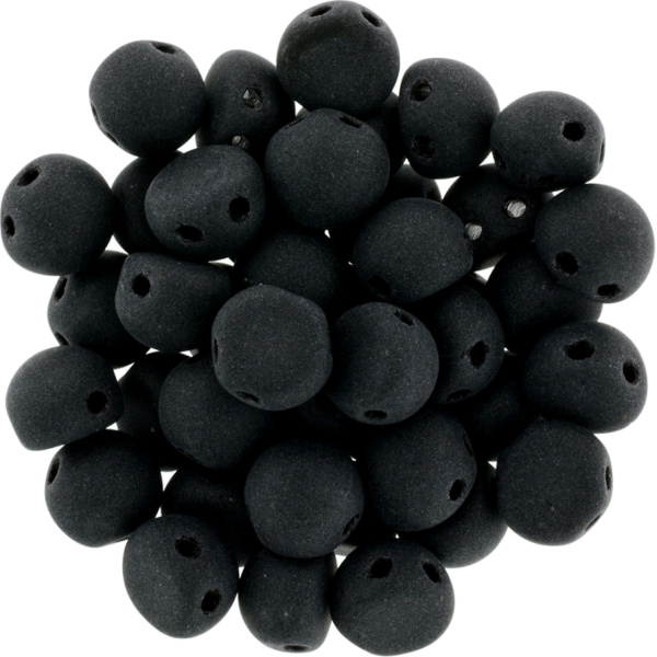 CzechMates® Cabochon "23980-84110" Jet Matted 2-håls 7 mm, 10 st