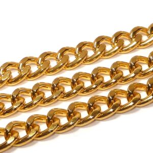 Aluminiumkedja – guld – twist  9*7 mm, 1 m