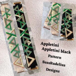 Mönsterbeskrivning – armbandet ”Appletini Black” i peyote PDF-fi