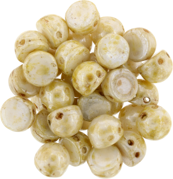 CzechMates® Cabochon "P65401" Opaque Luster Picasso 2-håls 7 mm,