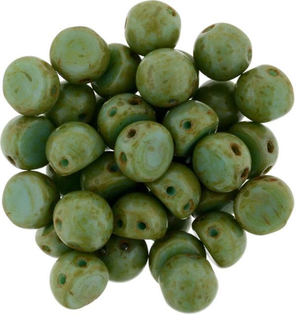 CzechMates® Cabochon "T63130" Turquoise Picasso 2-håls 7 mm, 10