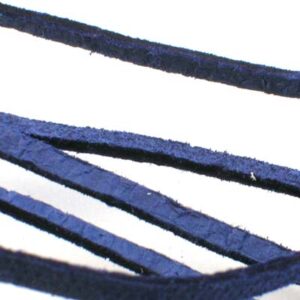 Marinblått läderband ca 90 cm