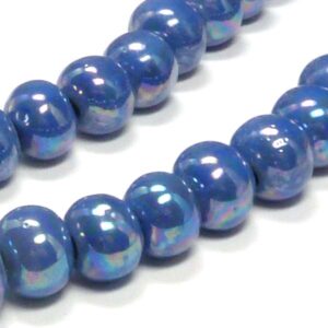 Rund Blålila keramikpärla  10 mm, 4 st