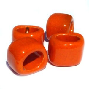 Bränd orange keramikpärla, 16*16 mm
