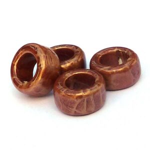 Keramikpärla – ring, brun-brons krackelerad, 10 mm hål 10 mm