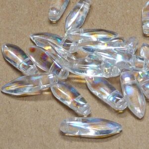 2-hole Daggers ”00030-2870A” Crystal AB Dots 16*5 mm, 20 st