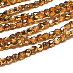 Apricot Crystal Metallic Ice ”00030-67861” firepolish 6 mm 50 st