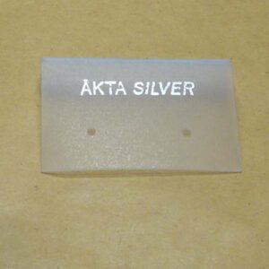 Vit örhängeskarta – display med texten ”äkta silver” 10 st